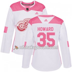 Detroit Red Wings Dresy Jimmy Howard 35 Bílá 2017-2018 Adidas Růžová Fashion Authentic - Dámské